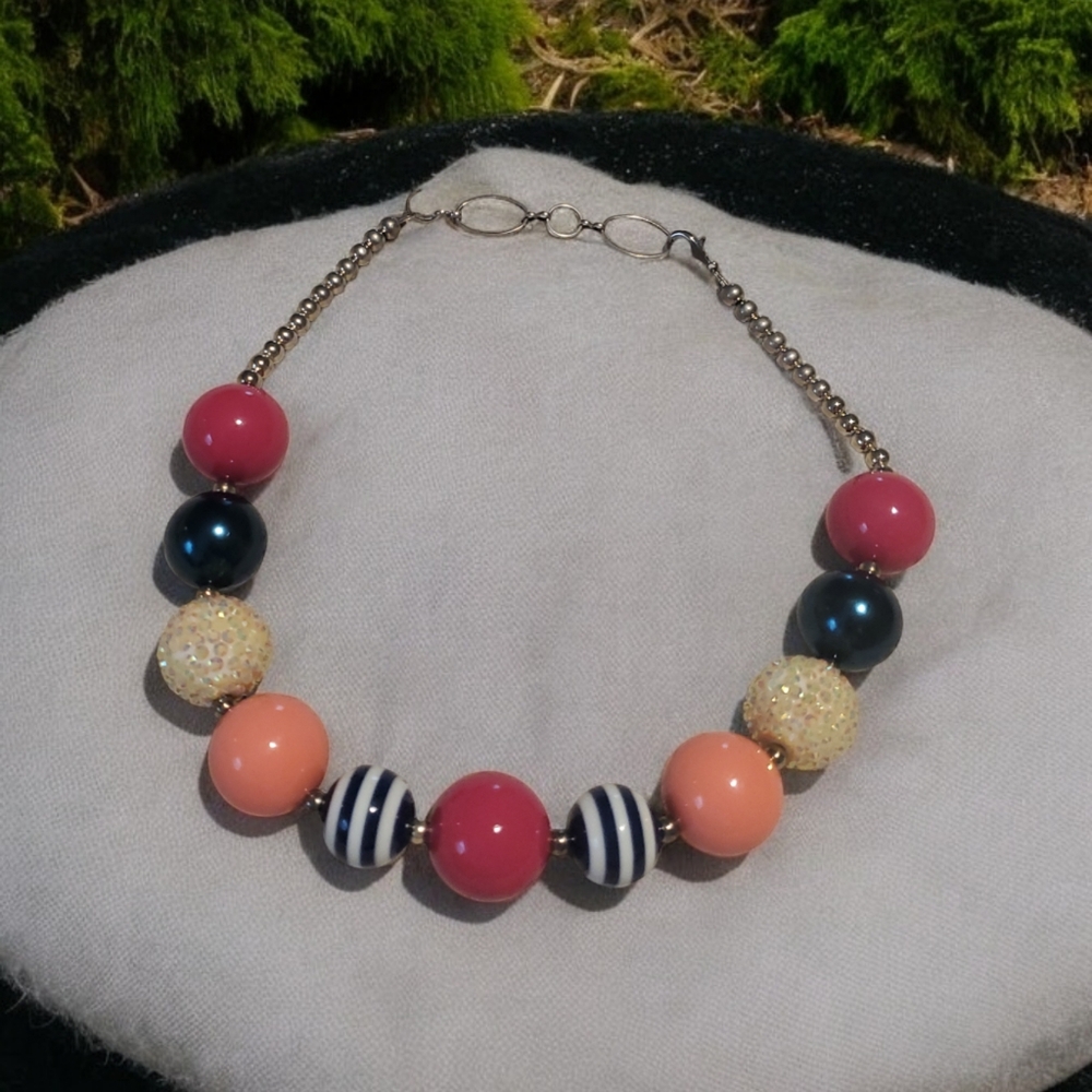 Handcrafted Pink Bubble Gum Bead Necklace